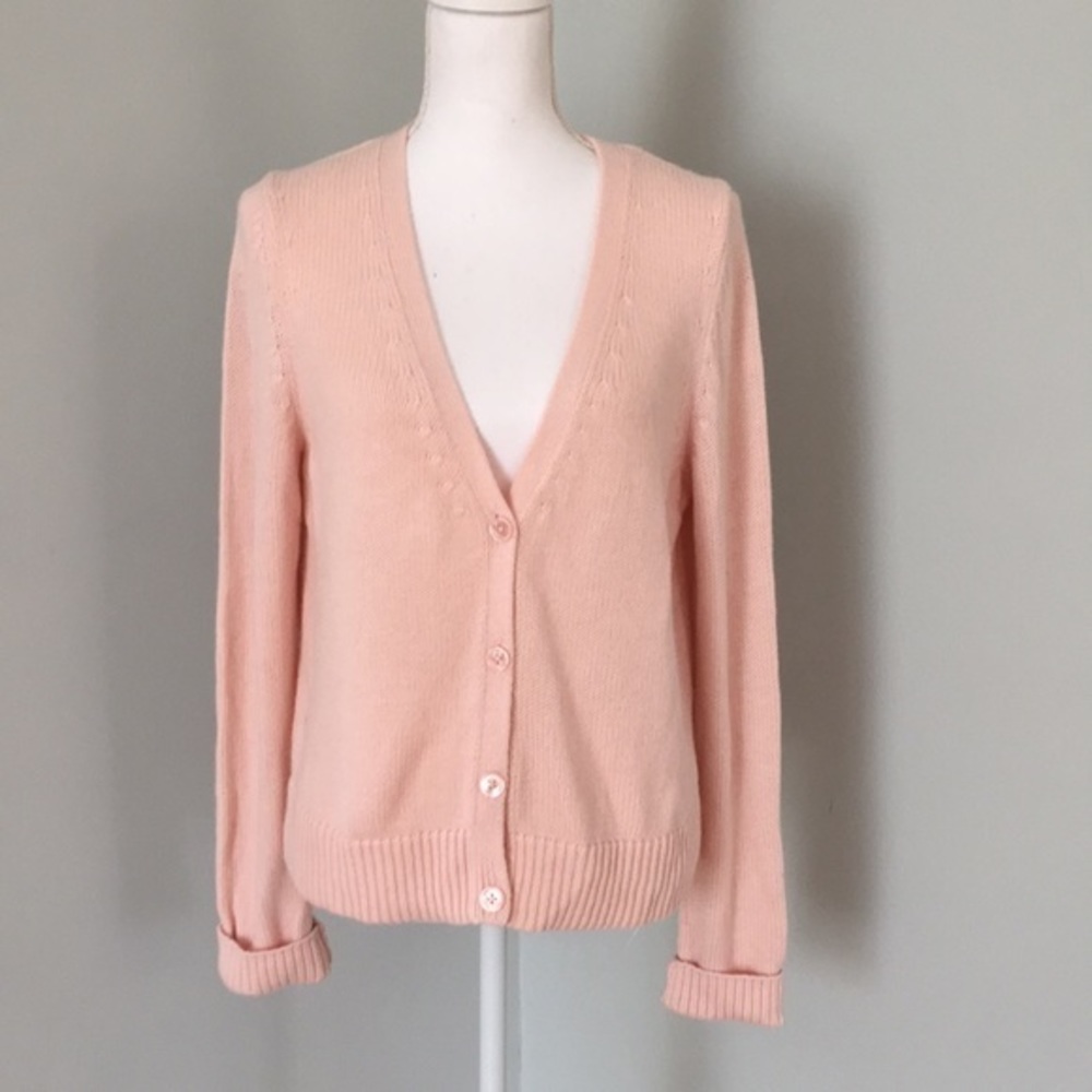 NWOT Talbots baby pink v-neck‎ pastel cardigan